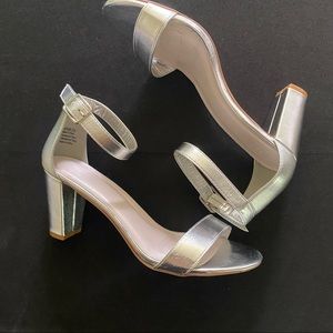 Silver Aryaw Heels Size 8W